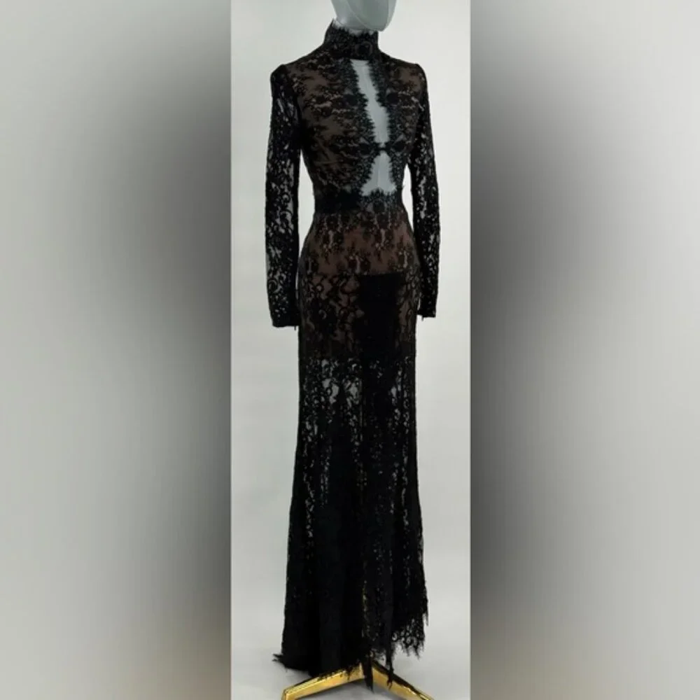 🆕 BRONX & BANCO 🧿 NWOT Eleanor Black Lace Cut Out Gown, Sz XS US 2 - Picture 3 of 16